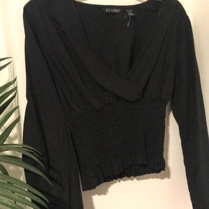 Stretch crop top long sleeve